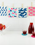 Dogs, Cats, Whales and Watermelon Swedish Dishcloths hanging with clothespins - BESPOKE PROVISIONS