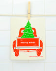 Merry Xmas Pickup Truck Swedish Dishcloth
