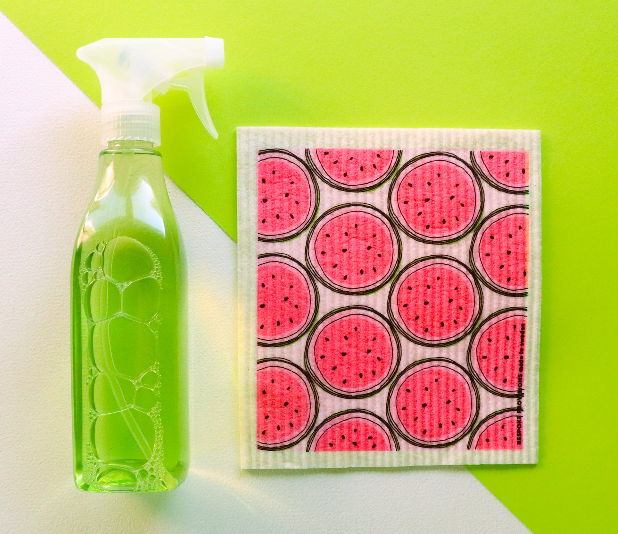 Watermelon Swedish Dishcloth with spray cleaner bottle - BESPOKE PROVISIONS