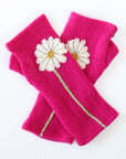 Daisy on Pink Cashmere Fingerless Gloves - BESPOKE PROVISIONS