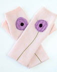 Flower on Baby Pink Cashmere Fingerless Gloves - BESPOKE PROVISIONS INC