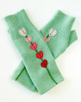 Hearts on Seafoam Cashmere Fingerless Gloves - BESPOKE PROVISIONS INC