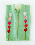 Hearts on Seafoam Cashmere Fingerless Gloves - BESPOKE PROVISIONS INC