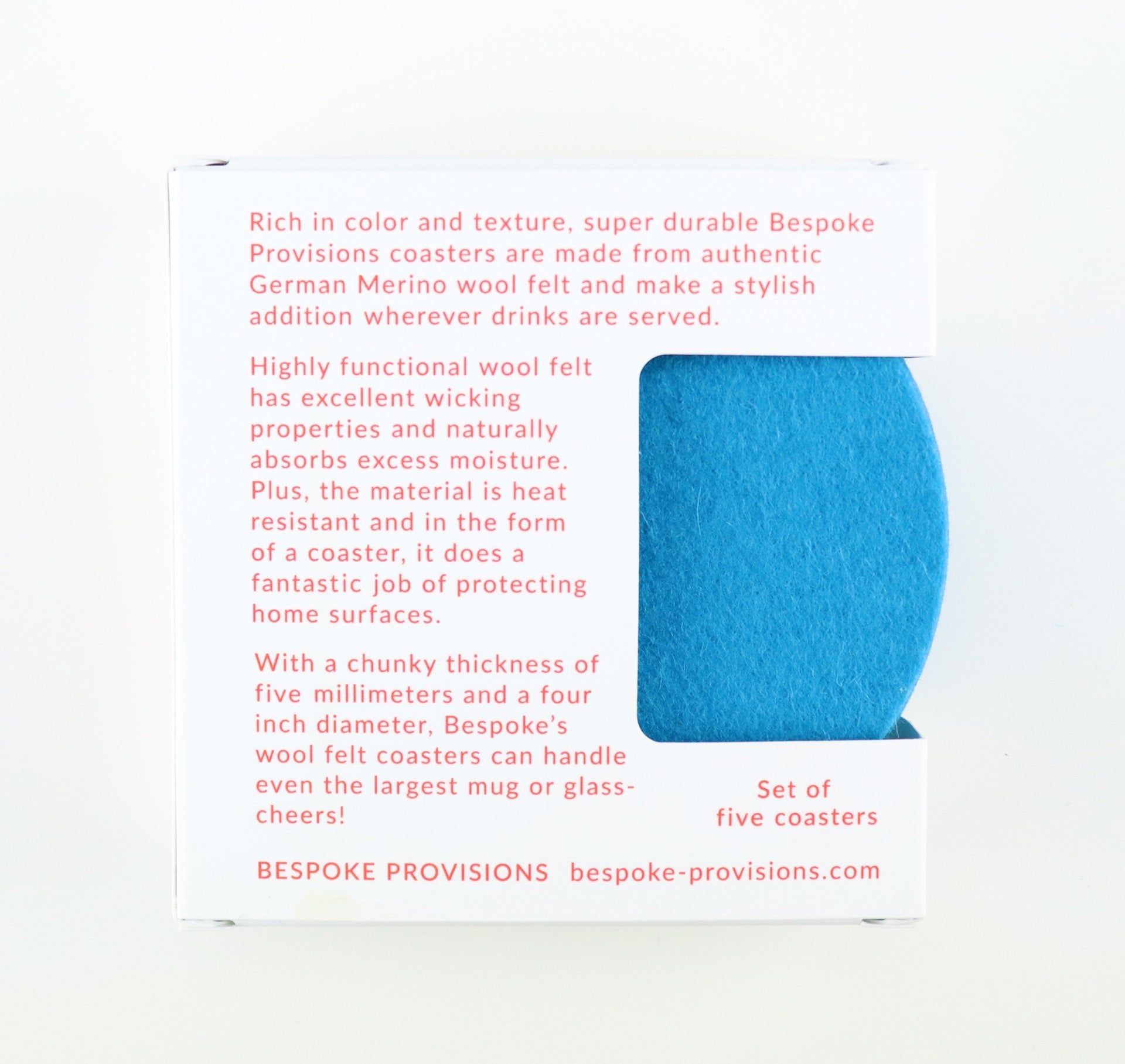 Merino Wool Felt Coasters : Bayside Blue - BESPOKE PROVISIONS