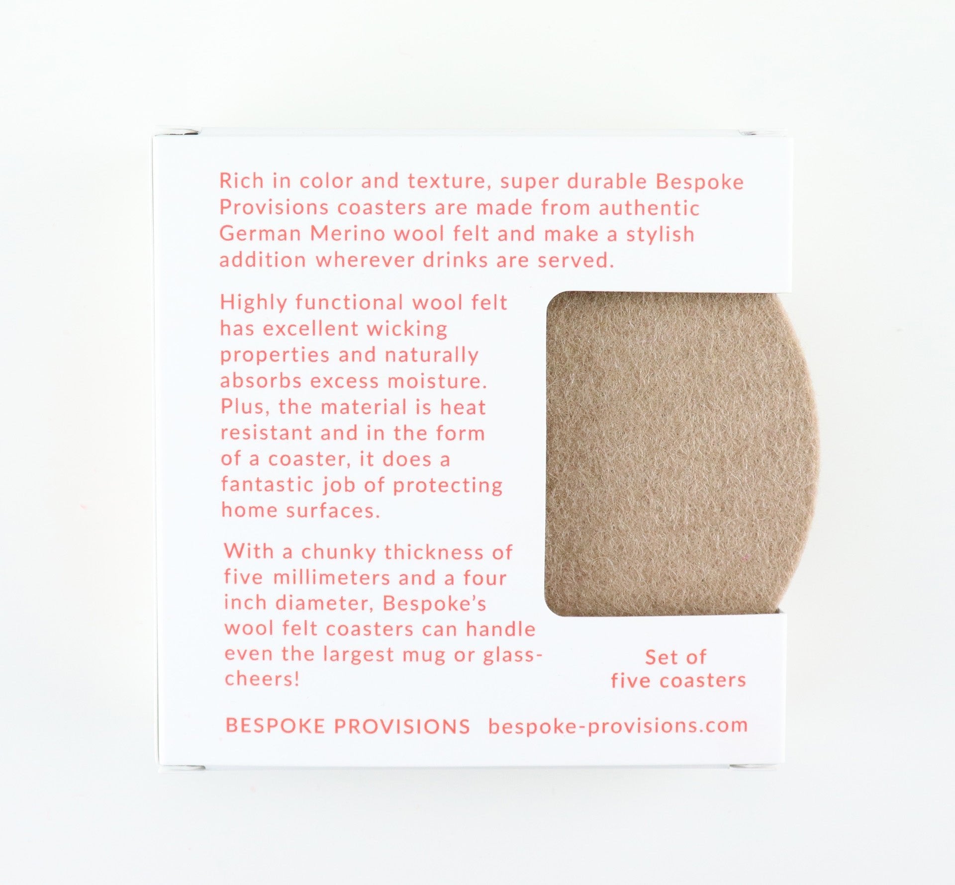 Merino Wool Felt Coasters : Camel - BESPOKE PROVISIONS