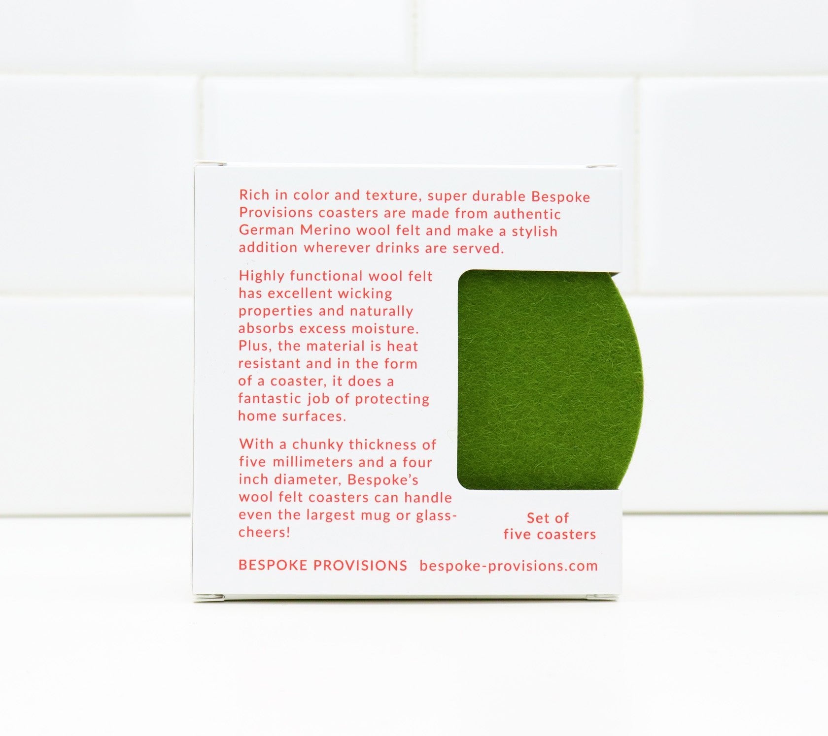 Merino Wool Felt Coasters : Forest Green - BESPOKE PROVISIONS