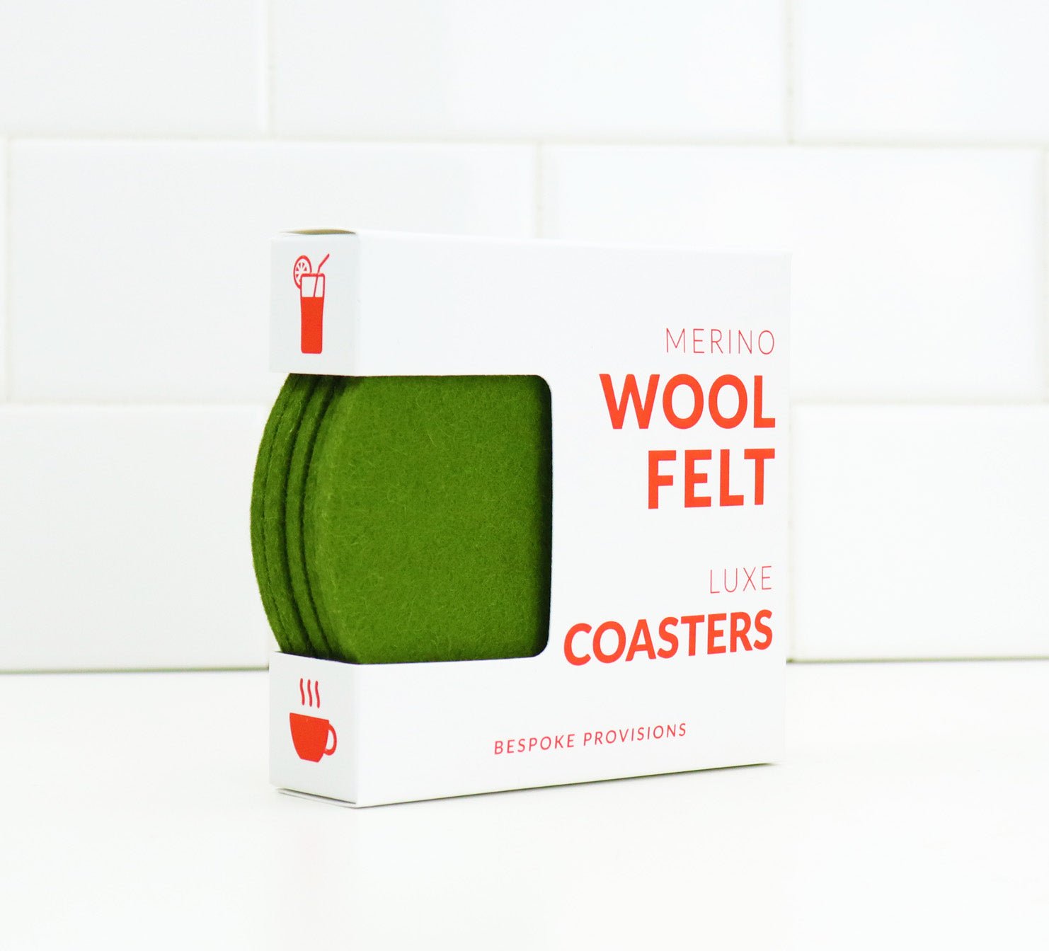 Merino Wool Felt Coasters : Forest Green - BESPOKE PROVISIONS