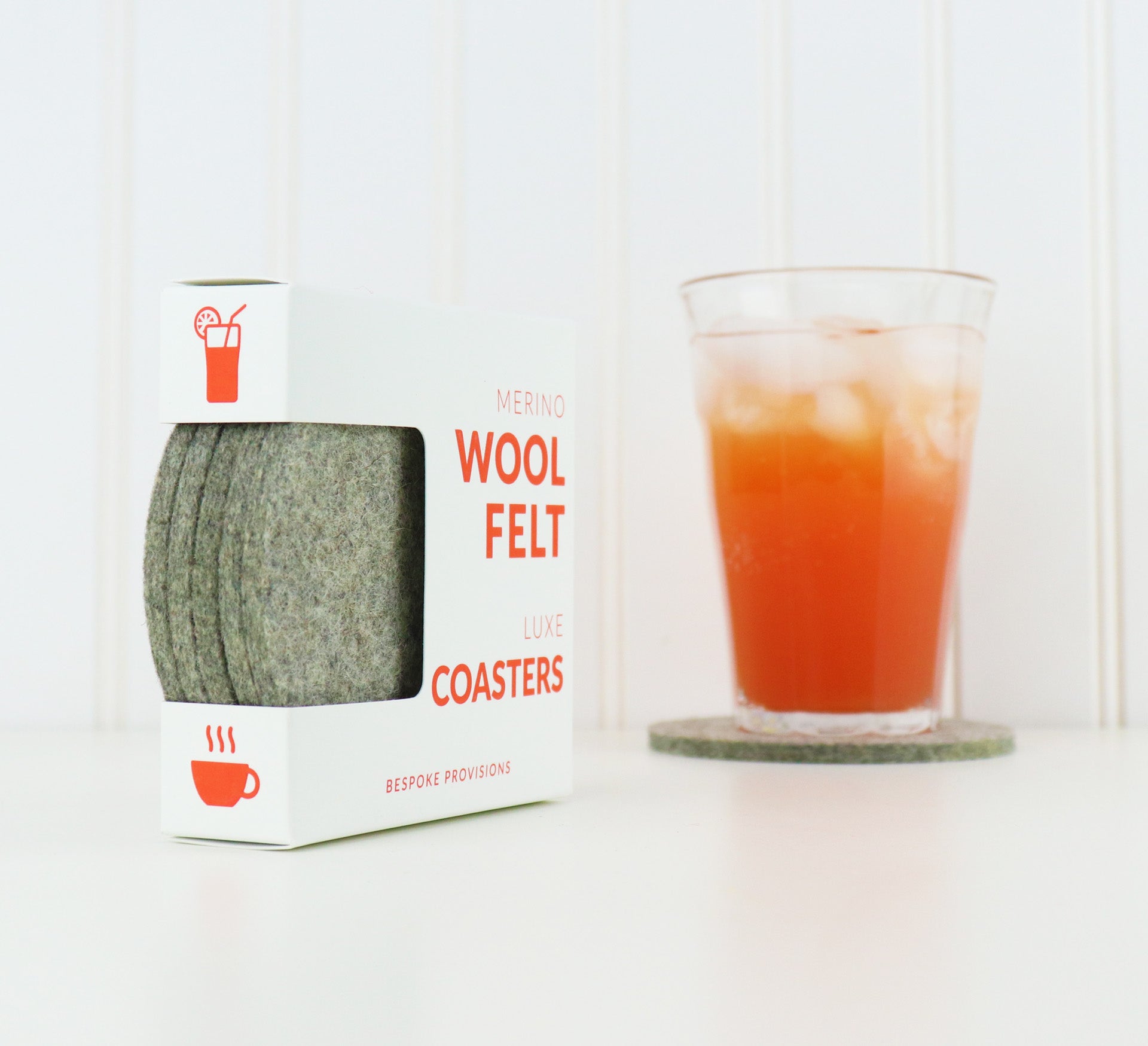 Merino Wool Felt Coasters : Heather Grey - BESPOKE PROVISIONS