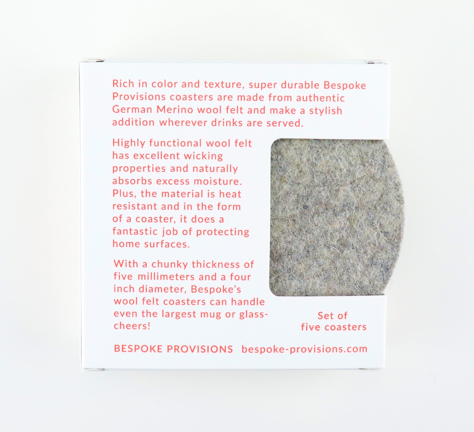 Merino Wool Felt Coasters : Heather Grey - BESPOKE PROVISIONS