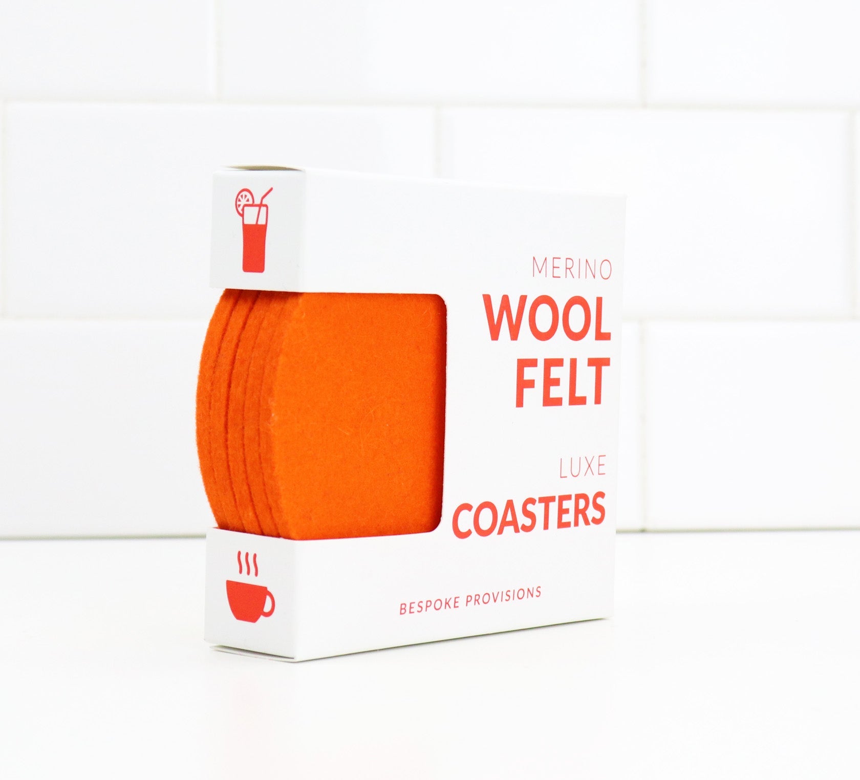 Merino Wool Felt Coasters : Tangerine - BESPOKE PROVISIONS