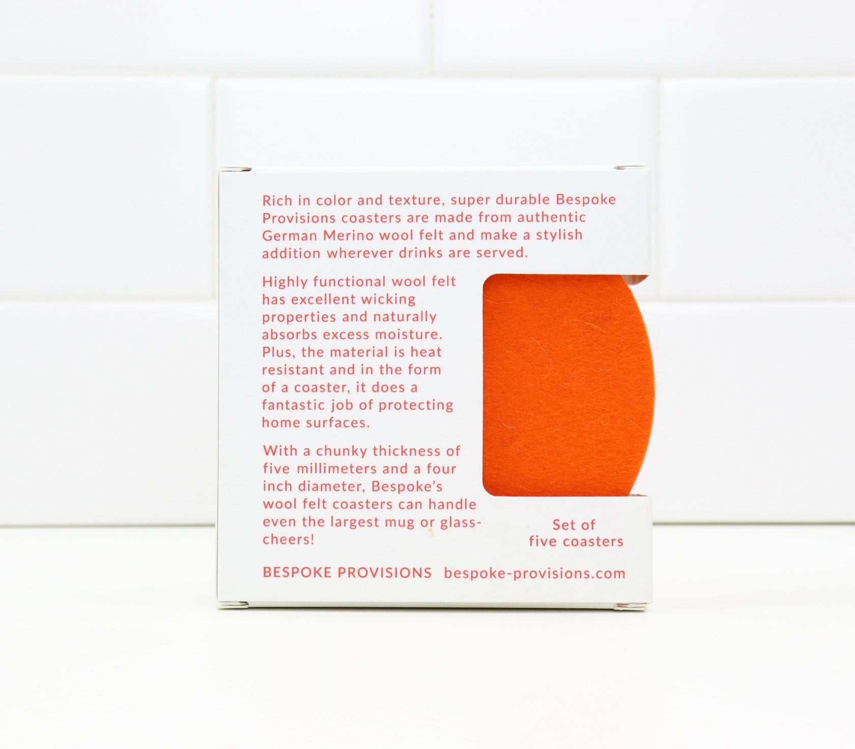 Merino Wool Felt Coasters : Tangerine - BESPOKE PROVISIONS