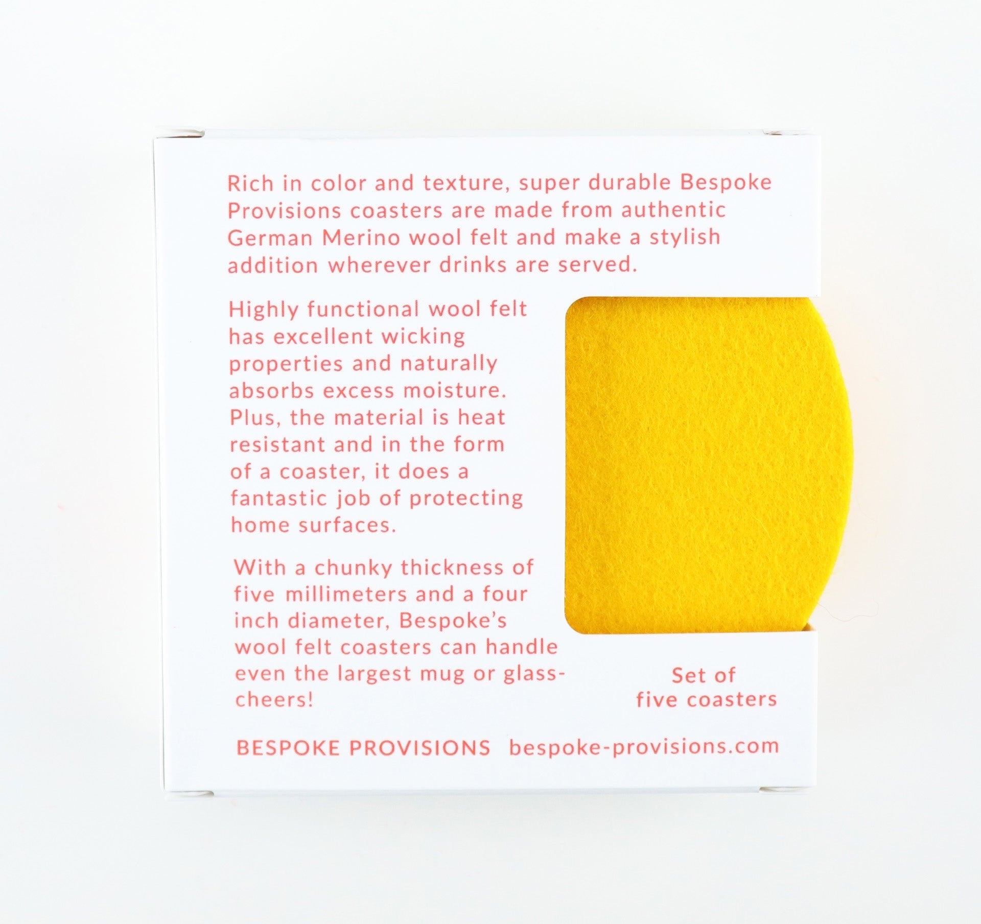 Merino Wool Felt Coasters : Yellow - BESPOKE PROVISIONS