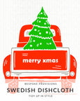 Merry Xmas Pickup Truck Swedish Dishcloth - BESPOKE PROVISIONS INC