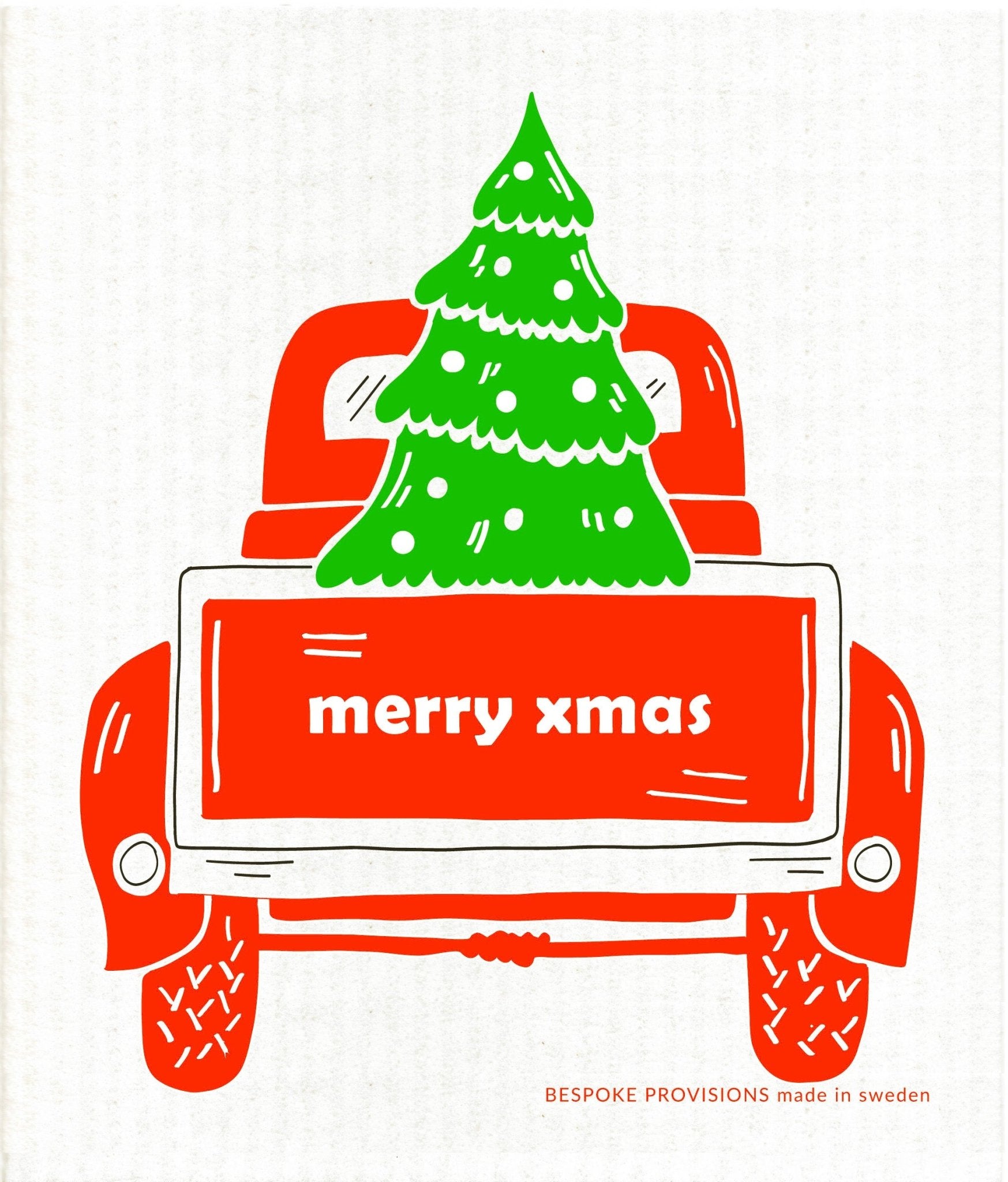 Merry Xmas Pickup Truck Swedish Dishcloth - BESPOKE PROVISIONS INC