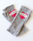 Pink Love on Grey Cashmere Fingerless Gloves - BESPOKE PROVISIONS INC