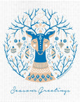 Season's Greetings Deer Swedish Dishcloth - BESPOKE PROVISIONS INC