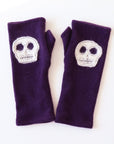 Skulls on Purple Cashmere Fingerless Gloves - BESPOKE PROVISIONS