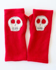 Skulls on Red Cashmere Fingerless Gloves - BESPOKE PROVISIONS