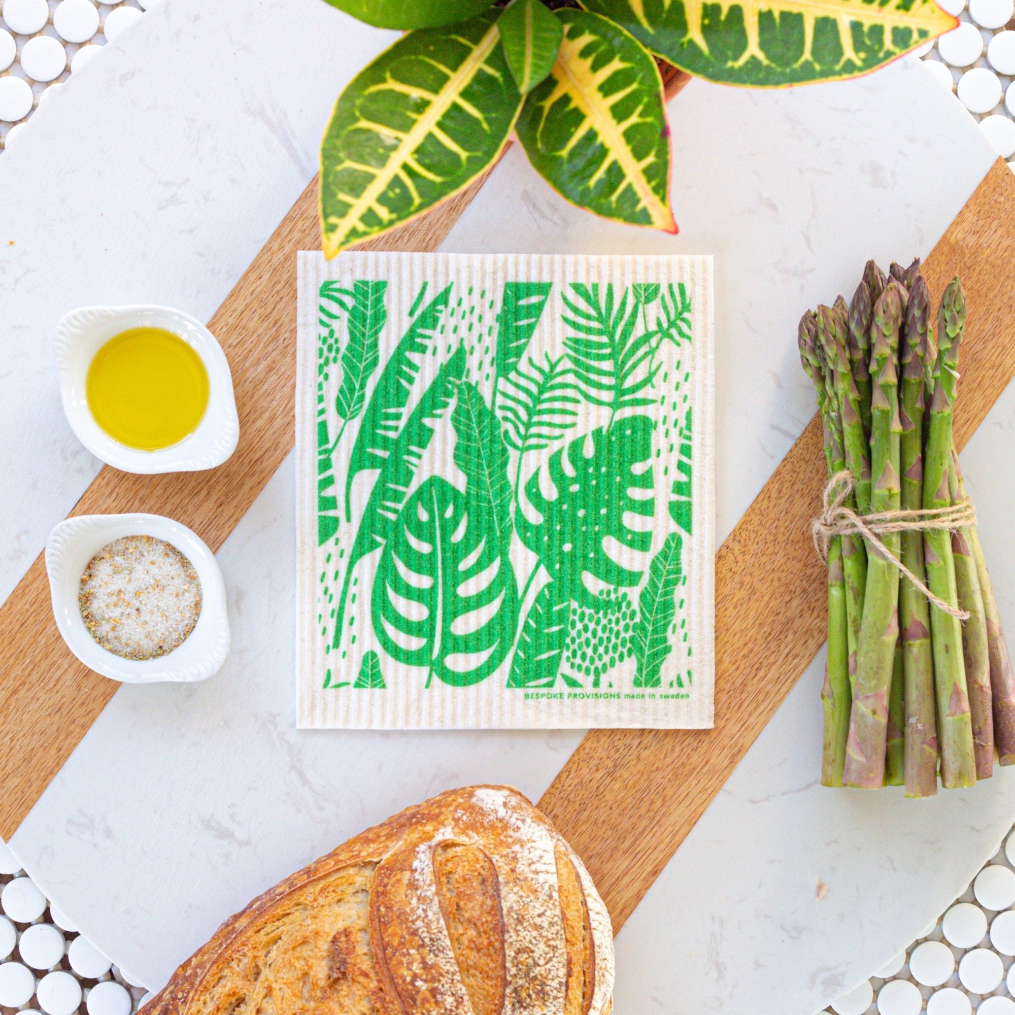 Tropical Leaves Swedish Dishcloth - BESPOKE PROVISIONS